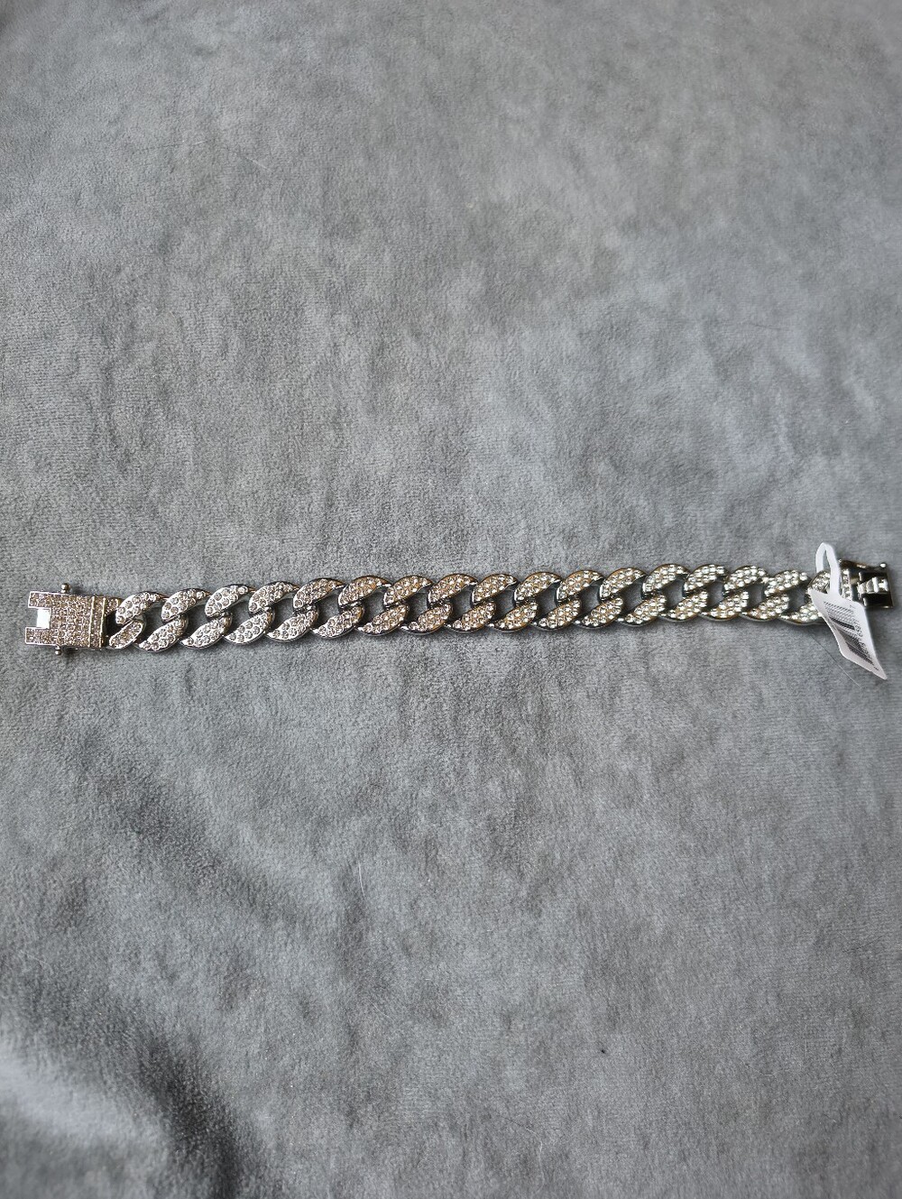 Invicta Elements Men's Iced out Cuban Chain Bracelet, Silver (80831)